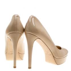 Pre Owned حذاء كعب عالي جيمي تشو أليكس جلد لامع نعل سميك مقاس 39