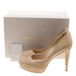 Pre Owned حذاء كعب عالي جيمي تشو أليكس جلد لامع نعل سميك مقاس 39