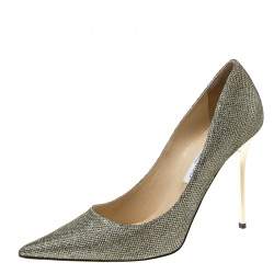 Pre Owned Jimmy Choo Metallic Lamè Glitter Abel Pointed Toe Pumps Size 41.5