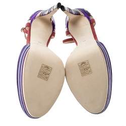 مملوكة مسبقًا Jimmy Choo Purple Suede and Metallic Leather Macy Ankle Strap Platform Sandals Size 40