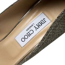 Pre Owned Jimmy Choo Metallic Gold Lamè Glitter Fabric Dahlia Platform Peep Toe Pumps Size 41