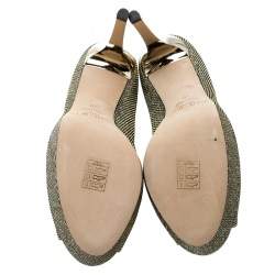 Pre Owned Jimmy Choo Metallic Gold Lamè Glitter Fabric Dahlia Platform Peep Toe Pumps Size 41