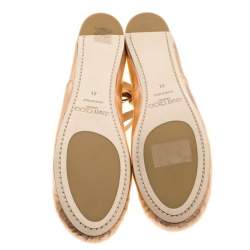 Pre Owned Jimmy Choo Metallic Rose Leather Grace Crystal Embellished Ankle Wrap Ballet Flats Size 41