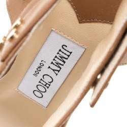 مملوكة مسبقًا صندل جيمي تشو مقدمة مفتوحة سيور كاحل فتو جلد مرصع ذهبي ميتالك مقاس 38