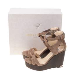 Pre Owned صندل جيمي تشو ناعومي سيويد بنفسجي بسيور متعاكسة فيونكة مزينة كعب روكي مقاس 41