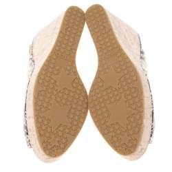 Pre Owned Jimmy Choo Two Tone Elaphe Leather Prova Slingback Cork Wedge Sandals Size 41
