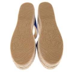 Pre Owned Jimmy Choo Cobalt Bllue Suede Delphine Ankle Strap Espadrille Platform Sandals Size 40