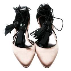Pre Owned Jimmy Choo Beige Satin And Metallic Grey Leather Duchess Ankle Wrap Sandals Size 40 