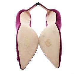 Pre Owned حذاء كعب عالي جيمي تشو ماديلاين سويدي بنفسجي مزين بأزرار جاسمين مقدمة مدببة مقاس 41