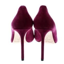 Pre Owned حذاء كعب عالي جيمي تشو ماديلاين سويدي بنفسجي مزين بأزرار جاسمين مقدمة مدببة مقاس 41