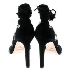 Pre Owned Jimmy Choo Black Suede Hitch Cut Out Caged Sandals Size 40