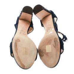 Pre Owned Jimmy Choo Light Indigo Denim Leather Veto Ankle Strap Open Toe Sandals Size 40