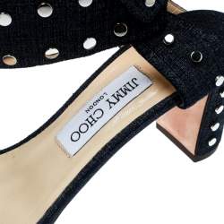 Pre Owned Jimmy Choo Light Indigo Denim Leather Veto Ankle Strap Open Toe Sandals Size 40