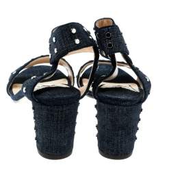 Pre Owned Jimmy Choo Light Indigo Denim Leather Veto Ankle Strap Open Toe Sandals Size 40