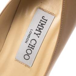 Pre Owned Jimmy Choo Beige Leather Gilbert Pumps Size 38