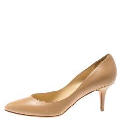 Pre Owned Jimmy Choo Beige Leather Gilbert Pumps Size 38