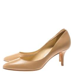 Pre Owned Jimmy Choo Beige Leather Gilbert Pumps Size 38