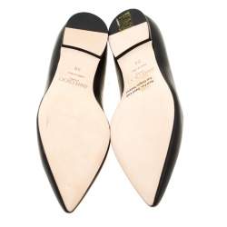 Jimmy Choo Black Leather And Brown Leopard Print Pony Hair Paloma Pointed Toe Flats Size 38