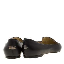 Jimmy Choo Black Leather And Brown Leopard Print Pony Hair Paloma Pointed Toe Flats Size 38