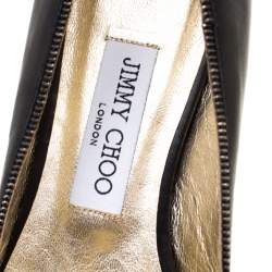 Jimmy Choo Black Leather And Brown Leopard Print Pony Hair Paloma Pointed Toe Flats Size 38