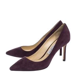 Pre Owned Jimmy Choo Burgundy Suede Abel Pointed Toe Pumps Size 39