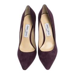 Pre Owned Jimmy Choo Burgundy Suede Abel Pointed Toe Pumps Size 39