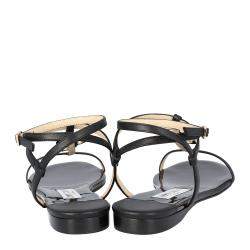 Pre Owned Jimmy Choo Black Leather Alodie Flat Sandals Size 39
