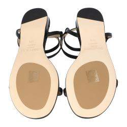 Pre Owned Jimmy Choo Black Leather Alodie Flat Sandals Size 39