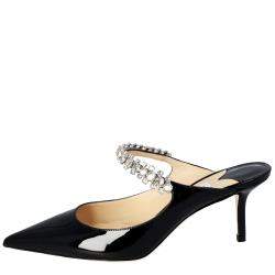 Jimmy Choo Black Patent Leather Bing 65 Crystal Embellished