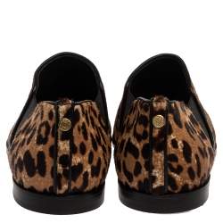 Jimmy Choo Leopard Print Calf Hair And Elastic 'Glint' Slip On Loafer Size 39