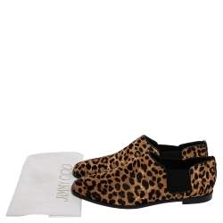 Jimmy Choo Leopard Print Calf Hair And Elastic 'Glint' Slip On Loafer Size 39