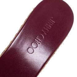 Pre Owned Jimmy Choo Burgundy Patent Leather Perfume Platform Wedge Slides Size 40