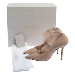Pre Owned Jimmy Choo Beige Lace and Suede Lavish Pumps Size 39