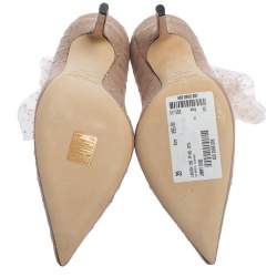 Pre Owned Jimmy Choo Beige Lace and Suede Lavish Pumps Size 39