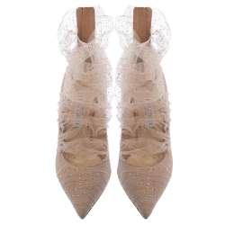 Pre Owned Jimmy Choo Beige Lace and Suede Lavish Pumps Size 39