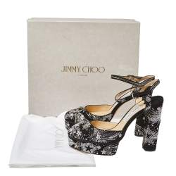 مملوكة مسبقًا Jimmy Choo Black Suede Maple Supernova Crystals Platform Pumps Size 40