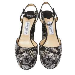 مملوكة مسبقًا Jimmy Choo Black Suede Maple Supernova Crystals Platform Pumps Size 40
