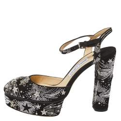 مملوكة مسبقًا Jimmy Choo Black Suede Maple Supernova Crystals Platform Pumps Size 40
