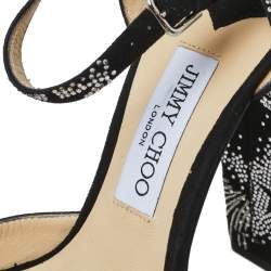 مملوكة مسبقًا Jimmy Choo Black Suede Maple Supernova Crystals Platform Pumps Size 40