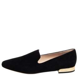 Pre Owned Jimmy Choo Black Suede Jaida Smoking Slippers Size 39.5