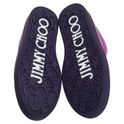 Pre Owned حذاء رياضي جيمي تشو بيلغرافيا مرتفع من أعلى جلد و سويدي مزخرف بنفسجي مقاس 40