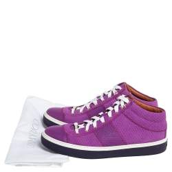 Pre Owned حذاء رياضي جيمي تشو بيلغرافيا مرتفع من أعلى جلد و سويدي مزخرف بنفسجي مقاس 40
