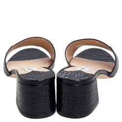 مملوكة مسبقًا صندل س لايد جيمي تشو مينا جلد  بنقشة التمساح أسود لامع مقاس 41