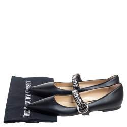 Jimmy Choo Black Leather Gela Ballet Flats Size 38.5