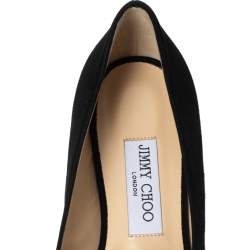 Pre Owned Jimmy Choo Black Suede Logo Bow Gleam Pointed Toe Ballet Flats Size 40