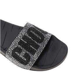 Pre Owned Jimmy Choo Black Leather Crystals Slippers Size IT 35