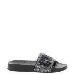 Pre Owned Jimmy Choo Black Leather Crystals Slippers Size IT 35