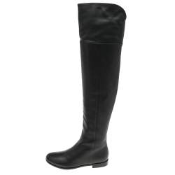 Jimmy Choo Black Leather Mitty Flat Over The Knee Boots Size  Jimmy  Choo | TLC