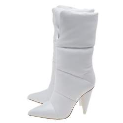 Pre Owned Jimmy Choo x Off-White Leather Calf Length Boots Size 35.5