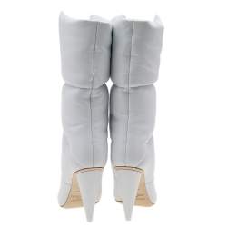 Pre Owned Jimmy Choo x Off-White Leather Calf Length Boots Size 35.5